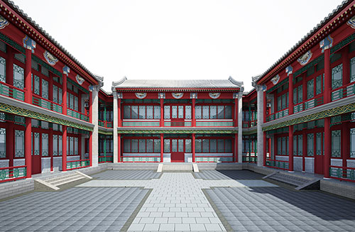 秀英北京四合院设计古建筑鸟瞰图展示
