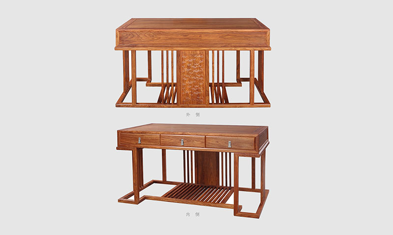 秀英 别墅中式家居书房装修实木书桌效果图
